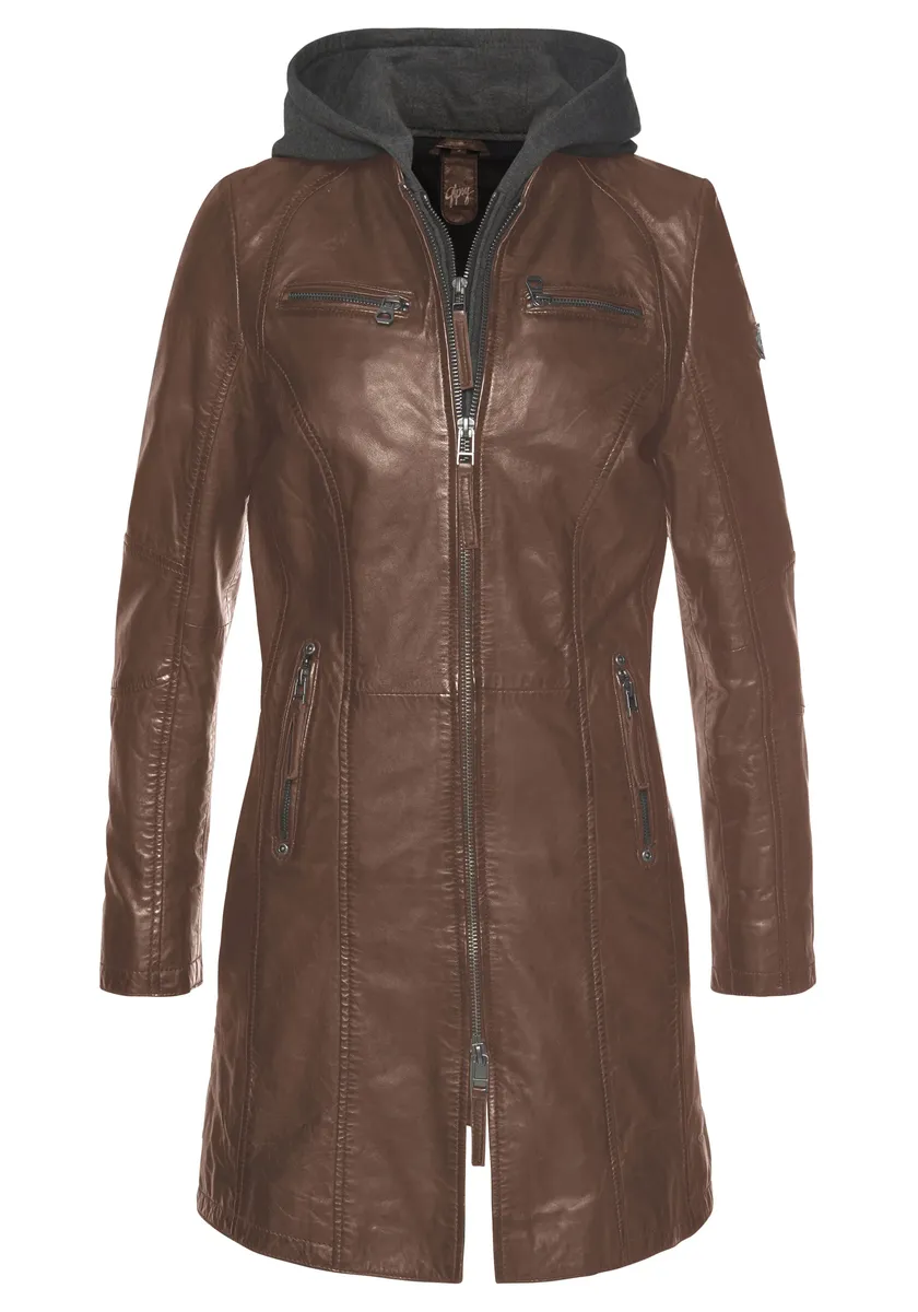 Цыганское кожаное пальто "Бенте", кожаная куртка 2 в 1 со съемной вставкой на капюшоне из качественного трикотажа Gipsy, цвет Cognac
Цыганское кожаное пальто "Бенте", кожаная куртка 2 в 1 со съемной вставкой на капюшоне из качественного трикотажа Gipsy, цвет Cognac