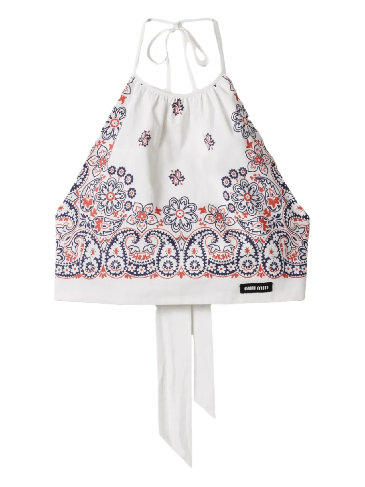 Miu Miu укороченный топ с узором пейсли, белый
Miu Miu укороченный топ с узором пейсли, белый