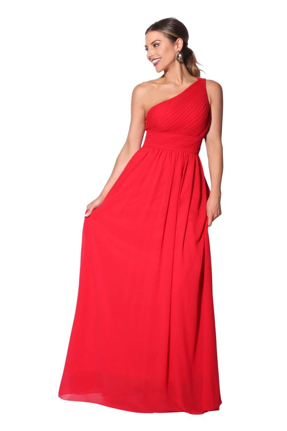 Вечернее платье макси на одно плечо KRISP, красный