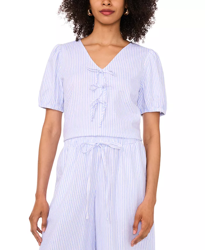 Женский полосатый топ с V-образным вырезом, бантом спереди и рукавами-буфами Sam & Jess, синий
Женский полосатый топ с V-образным вырезом, бантом спереди и рукавами-буфами Sam & Jess, синий