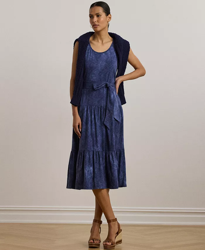 Женское платье с принтом, поясом и ярусами из джерси с эффектом слаба Lauren Ralph Lauren, синий
Женское платье с принтом, поясом и ярусами из джерси с эффектом слаба Lauren Ralph Lauren, синий