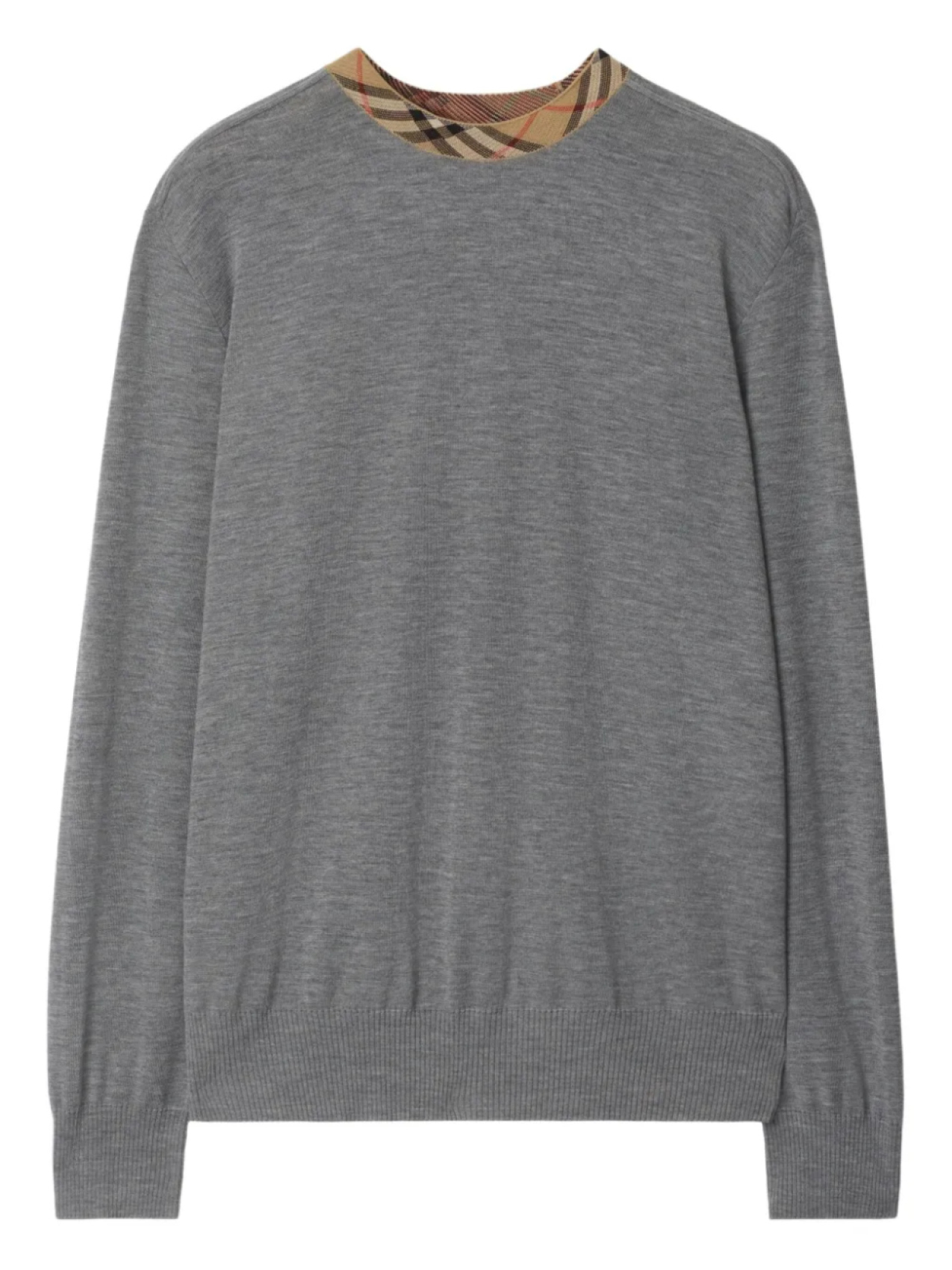 Burberry шерстяной свитер с отделкой в клетку, серый
Burberry шерстяной свитер с отделкой в клетку, серый