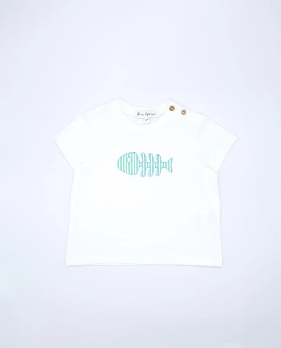 Футболка для мальчика из хлопка с вышитой рыбкой Fina Ejerique, белый
Футболка для мальчика из хлопка с вышитой рыбкой Fina Ejerique, белый