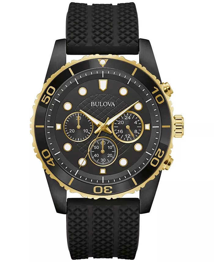 Мужские часы-хронограф Classic Black с силиконовым ремешком 43mm Bulova, Позолоченный, Мужские часы-хронограф Classic Black с силиконовым ремешком 43mm Bulova
Мужские часы-хронограф Classic Black с силиконовым ремешком 43mm Bulova, Позолоченный, Мужские часы-хронограф Classic Black с силиконовым ремешком 43mm Bulova