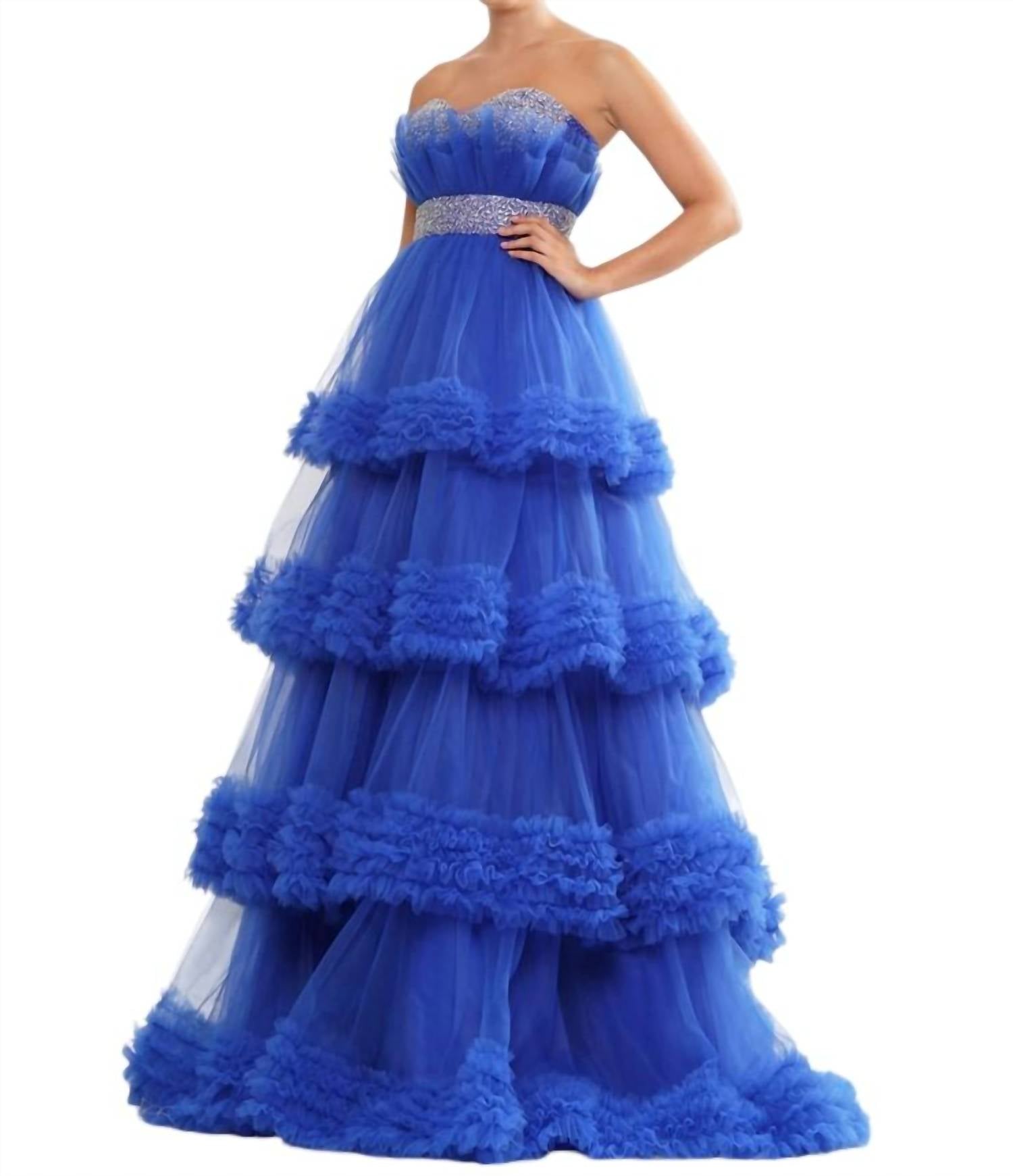Платье из тюля с оборками и бисером в сетке королевского синего цвета COLORS DRESS
Платье из тюля с оборками и бисером в сетке королевского синего цвета COLORS DRESS