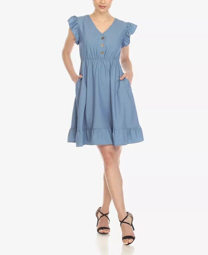 Женское платье длиной до колена с оборками на рукавах White Mark, синий
Женское платье длиной до колена с оборками на рукавах White Mark, синий