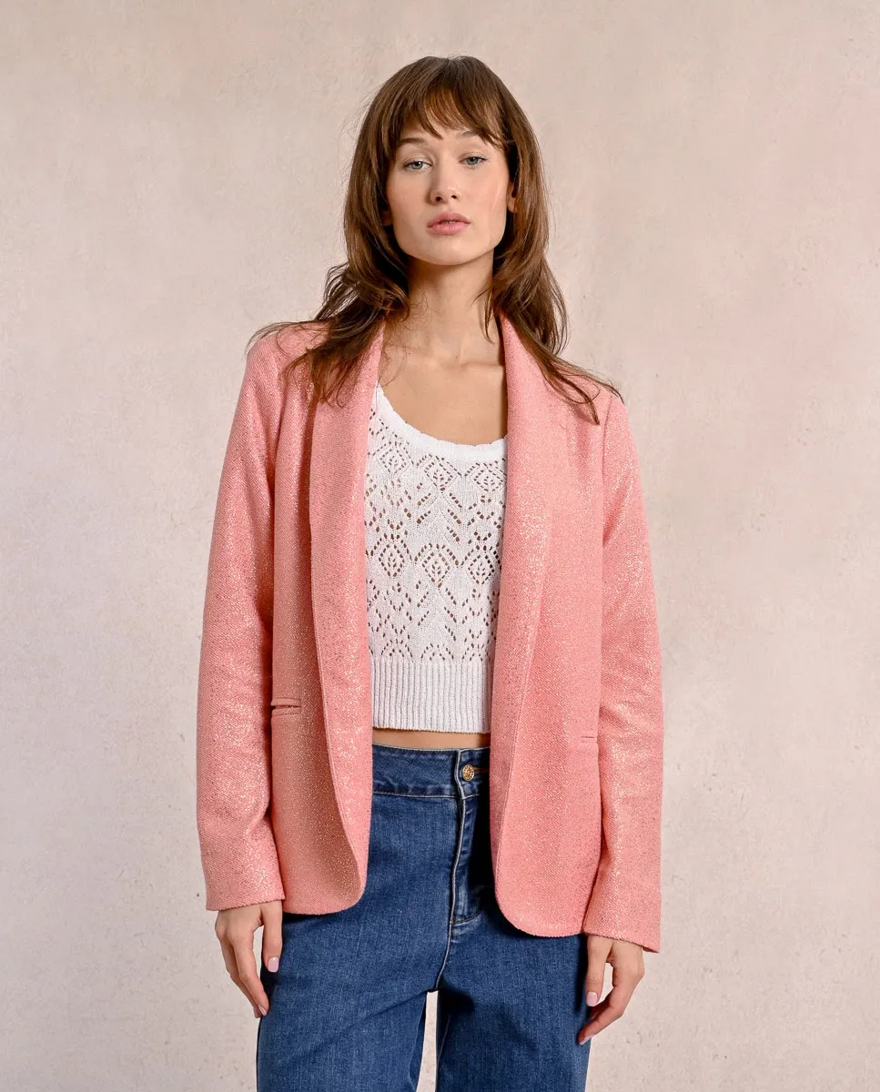 Женский блейзер с длинными рукавами из блестящей ткани Molly Bracken, розовый
Женский блейзер с длинными рукавами из блестящей ткани Molly Bracken, розовый