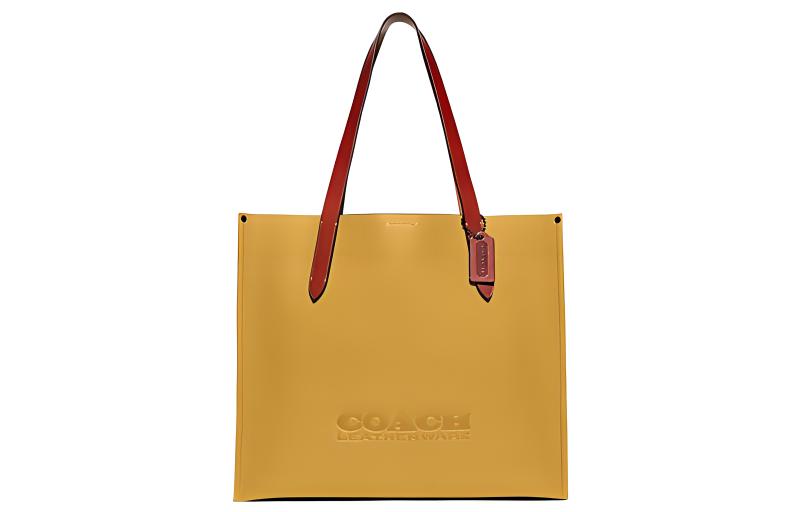 COACH Желтая женская сумка-шоппер из габардина с кожаными вставками
COACH Желтая женская сумка-шоппер из габардина с кожаными вставками