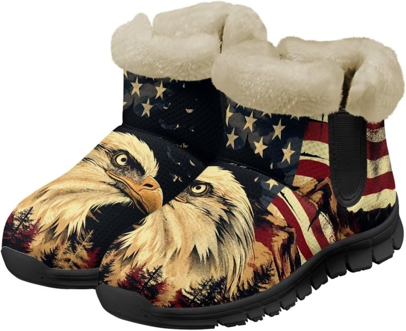 Мужские зимние снегоходные ботинки Qoiuvncy, утепленные мехом, ботильоны с мягкой подкладкой, нескользящие, удобные, с легким надеванием, короткие ботинки для прогулок на улице, размер США 7-13, Eagle American Flag
Мужские зимние снегоходные ботинки Qoiuvncy, утепленные мехом, ботильоны с мягкой подкладкой, нескользящие, удобные, с легким надеванием, короткие ботинки для прогулок на улице, размер США 7-13, Eagle American Flag