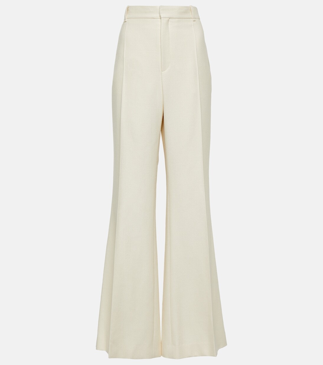 Расклешенные брюки с высокой посадкой из шелка и шерсти Chloé, белый
Расклешенные брюки с высокой посадкой из шелка и шерсти Chloé, белый