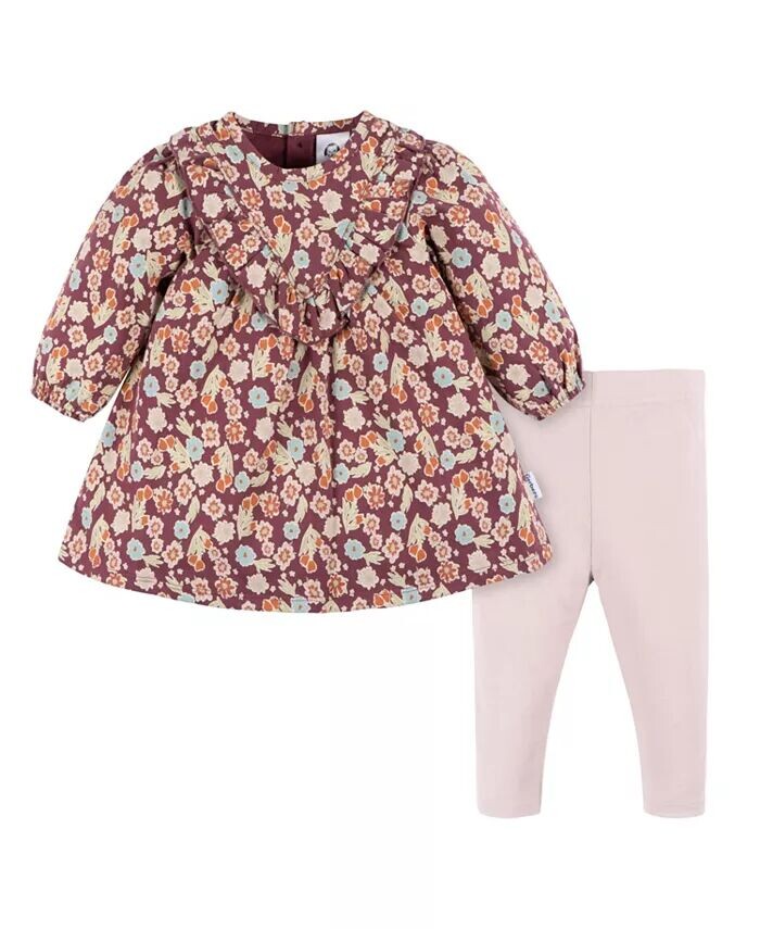 Комплект детского платья и леггинсов для маленьких девочек, 2 предмета Gerber, желтый 
Комплект детского платья и леггинсов для маленьких девочек, 2 предмета Gerber, желтый