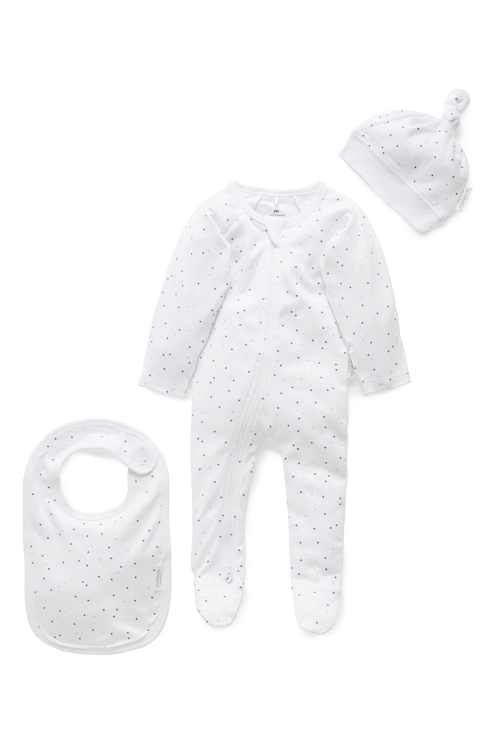 Детский комплект из трех предметов шапочка и комбинезон Purebaby, синий
Детский комплект из трех предметов шапочка и комбинезон Purebaby, синий