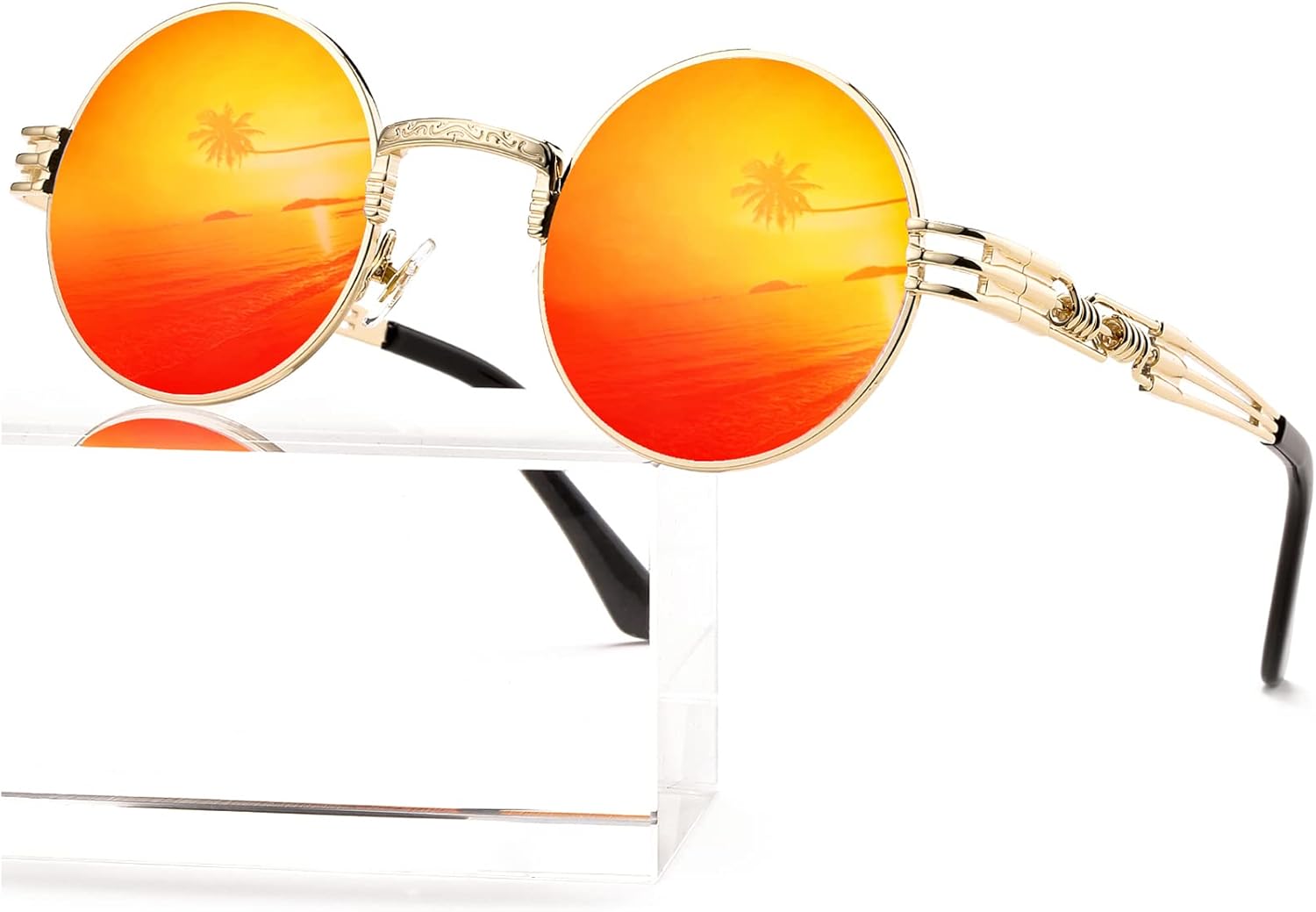 Солнцезащитные очки AIEYEZO круглой формы в стиле стимпанк для мужчин и женщин, ретро-очки в стиле хиппи, металлическая оправа, линзы со 100% защитой от УФ-излучения, Gold/Red Mirror
Солнцезащитные очки AIEYEZO круглой формы в стиле стимпанк для мужчин и женщин, ретро-очки в стиле хиппи, металлическая оправа, линзы со 100% защитой от УФ-излучения, Gold/Red Mirror