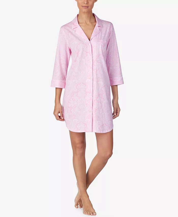 Трикотажная ночная рубашка из хлопка с отложным воротником Lauren Ralph Lauren, розовый
Трикотажная ночная рубашка из хлопка с отложным воротником Lauren Ralph Lauren, розовый
