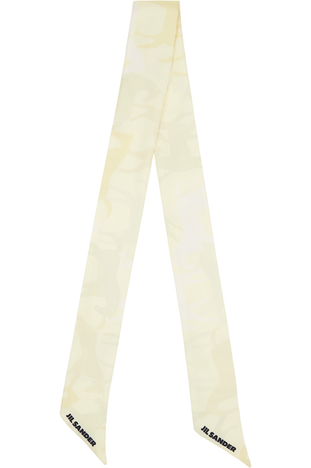 Jil Sander Шелковый шарф цвета слоновой кости с принтом
Jil Sander Шелковый шарф цвета слоновой кости с принтом