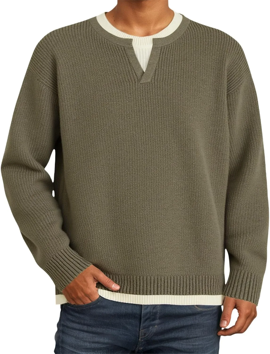 Мужской свитер-пуловер Two-in-one, вязаный, классический, свободного кроя, для осени
Мужской свитер-пуловер Two-in-one, вязаный, классический, свободного кроя, для осени