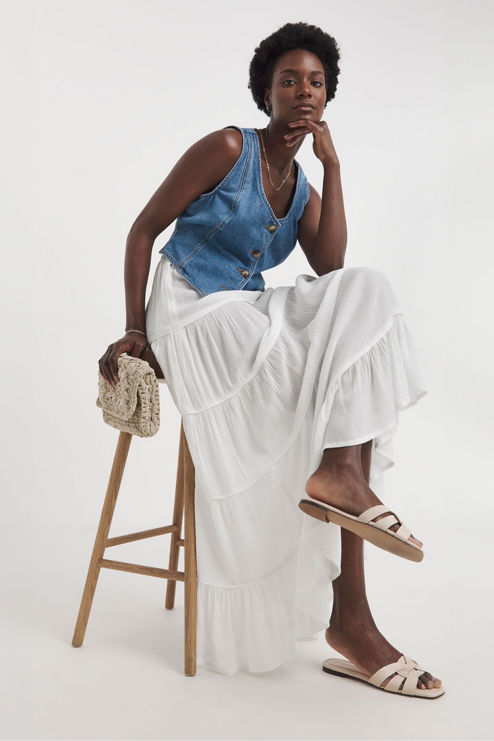 Ярусная юбка макси с жатым эффектом Jd Williams, белый
Ярусная юбка макси с жатым эффектом Jd Williams, белый