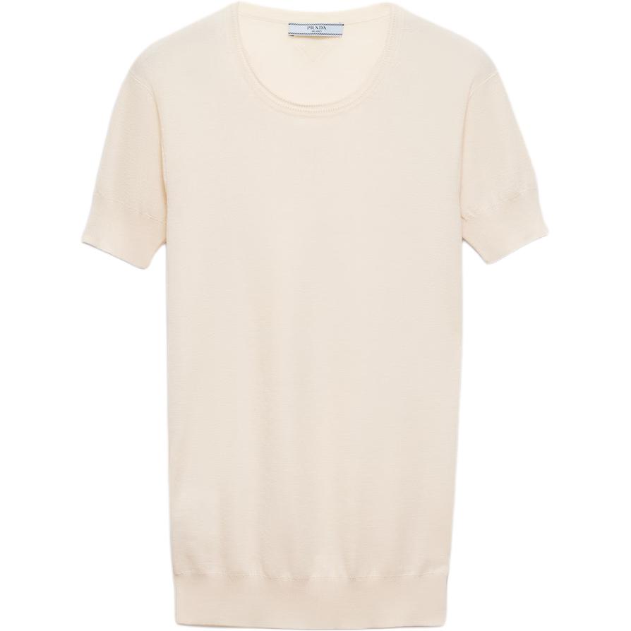Топ Triangle logo Short sleeve Sweater PRADA, Ecru
Топ Triangle logo Short sleeve Sweater PRADA, Ecru