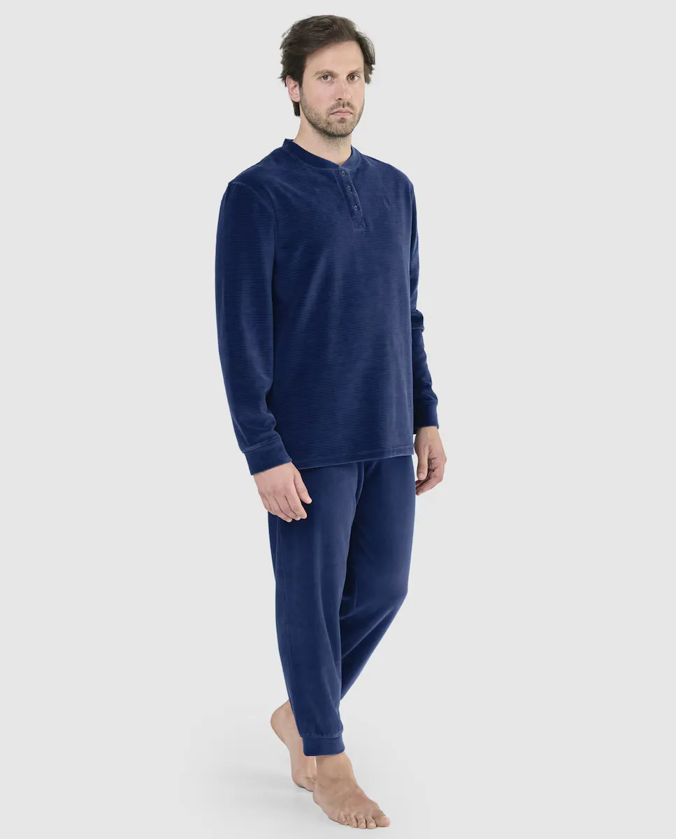 Мужская длинная синяя бархатная пижама El Búho Nocturno, тёмно-синий
Мужская длинная синяя бархатная пижама El Búho Nocturno, тёмно-синий