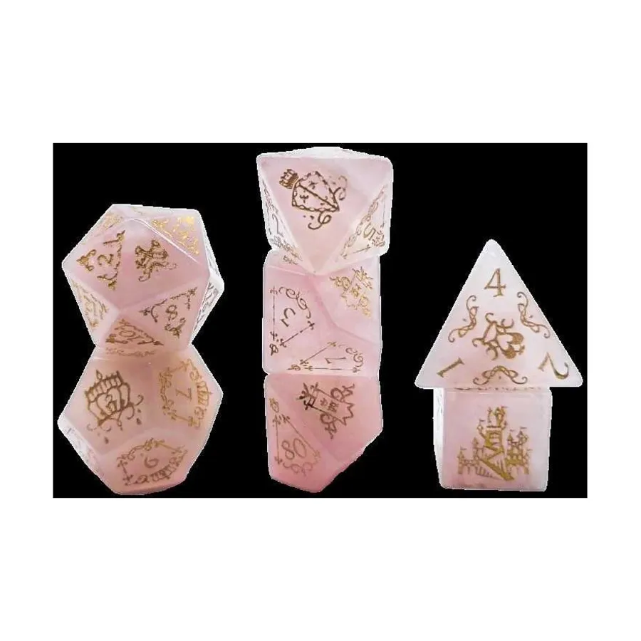 Поли-набор - Роялти-Розовый Кварц (7), Semi Precious Stone Dice (Level Up Dice)
Поли-набор - Роялти-Розовый Кварц (7), Semi Precious Stone Dice (Level Up Dice)