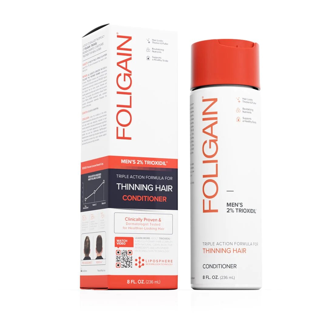Foligain, Кондиционер тройного действия для мужчин с 2% триоксидила, 236 мл
Foligain, Кондиционер тройного действия для мужчин с 2% триоксидила, 236 мл