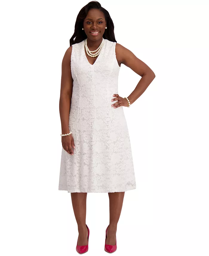 Женское платье без рукавов с кружевом, силуэт "приталенное-клеш", обычные и плюс размеры Kasper, белый
Женское платье без рукавов с кружевом, силуэт "приталенное-клеш", обычные и плюс размеры Kasper, белый