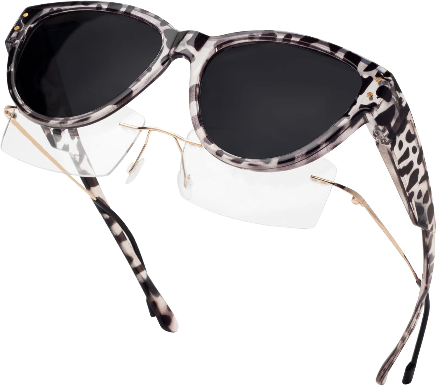 Солнцезащитные очки с поляризованным покрытием, надеваемые поверх обычных очков, женские солнцезащитные очки с защитой от УФ-излучения, легкие Face Shadow, Grey Leopard Frame / Grey Lens
Солнцезащитные очки с поляризованным покрытием, надеваемые поверх обычных очков, женские солнцезащитные очки с защитой от УФ-излучения, легкие Face Shadow, Grey Leopard Frame / Grey Lens