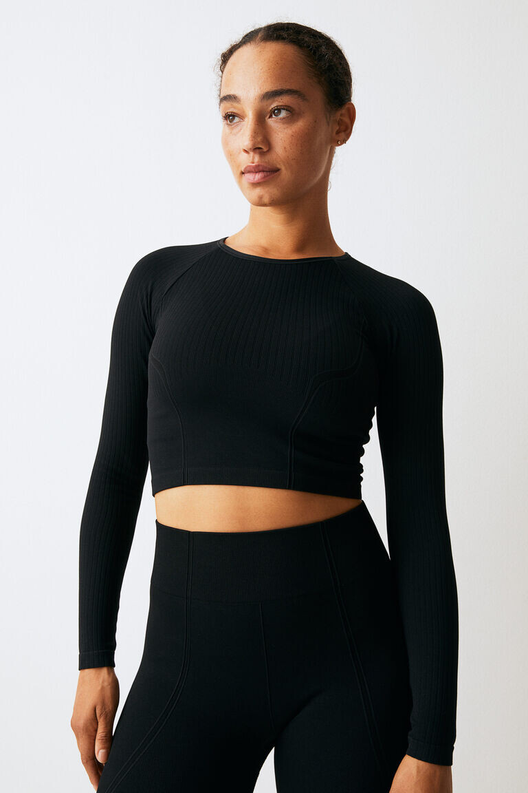 Укороченный спортивный топ drymove бесшовный H&M, черный
Укороченный спортивный топ drymove бесшовный H&M, черный