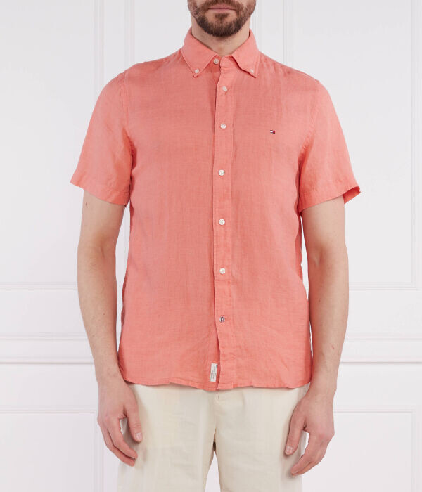 Рубашка мужская Tommy Hilfiger льняная с короткими рукавами, красный 
Рубашка мужская Tommy Hilfiger льняная с короткими рукавами, красный