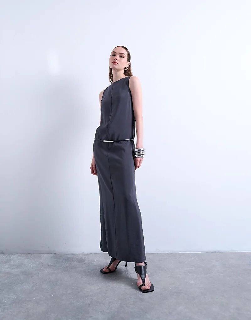 Платье миди из купро с высоким воротом и открытой спиной Topshop, антрацитового цвета
Платье миди из купро с высоким воротом и открытой спиной Topshop, антрацитового цвета