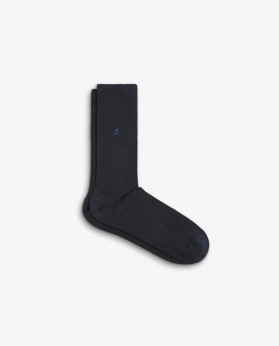 Мужские носки до середины икры с вышитым черепом Scalpers, тёмно-синий
Мужские носки до середины икры с вышитым черепом Scalpers, тёмно-синий