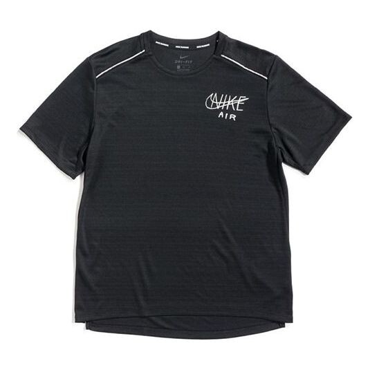 Футболка dri-fit miler printing short sleeve black Nike, черный 
Футболка dri-fit miler printing short sleeve black Nike, черный