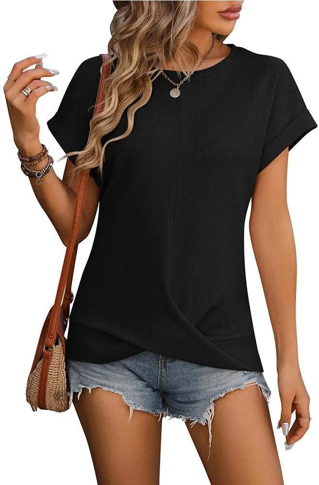 FMCHICO женская блузка с вафельной вязкой и круглым вырезом
FMCHICO женская блузка с вафельной вязкой и круглым вырезом