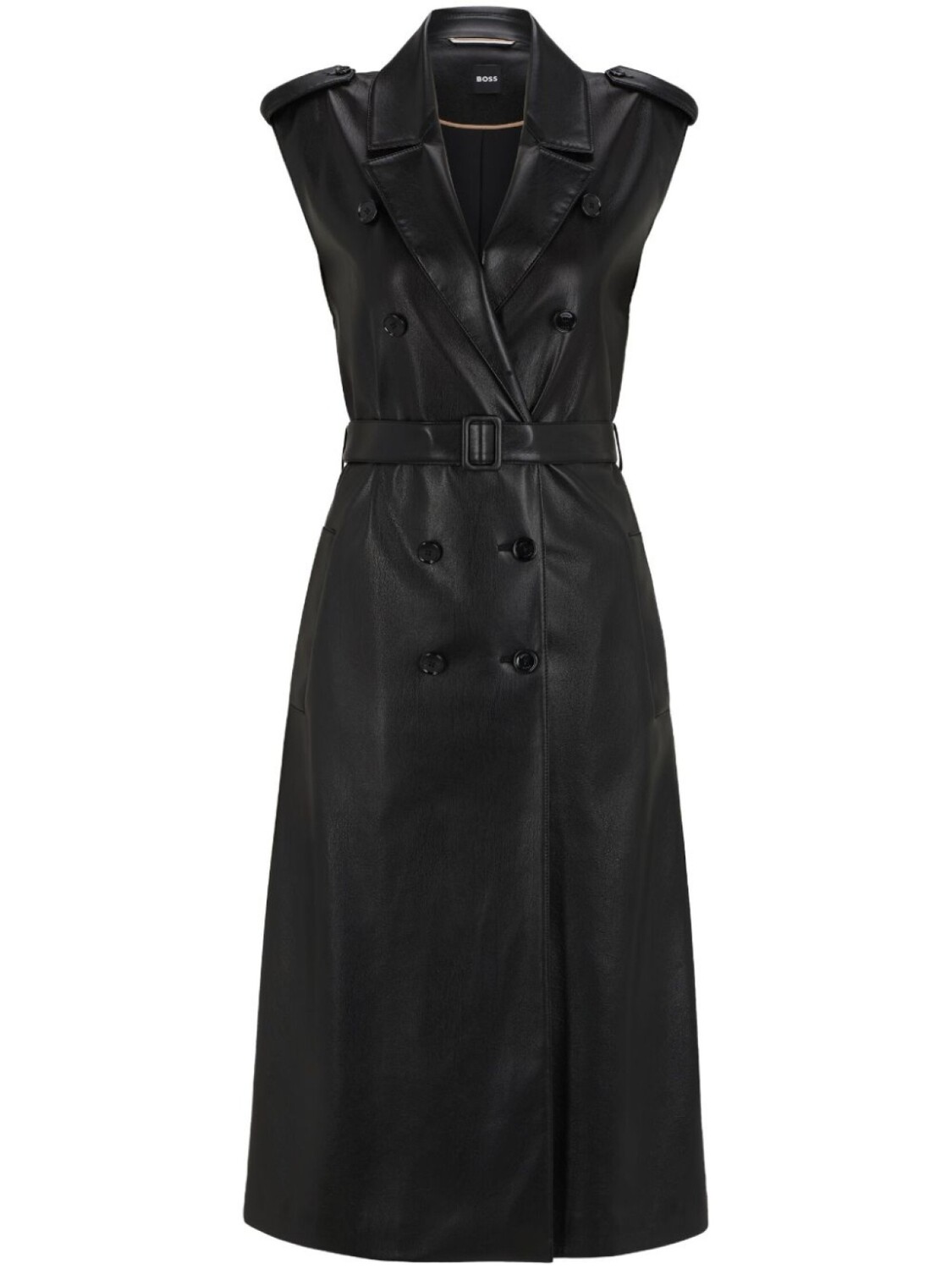 BOSS двубортное платье миди из искусственной кожи, черный
BOSS двубортное платье миди из искусственной кожи, черный