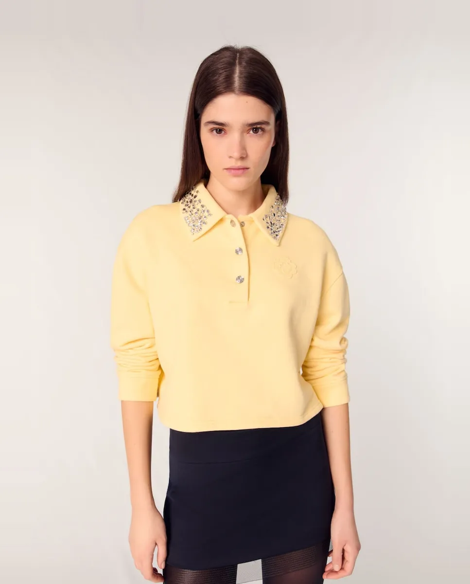 Женская короткая толстовка с воротником-стойкой Maje, жёлтый
Женская короткая толстовка с воротником-стойкой Maje, жёлтый