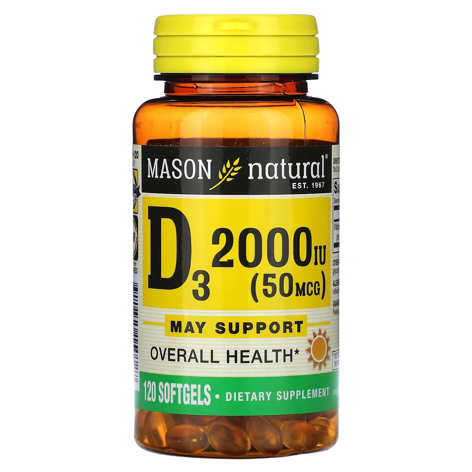 Витамин D3 Mason Natural 2000 МЕ 50 мкг, 120 таблеток
Витамин D3 Mason Natural 2000 МЕ 50 мкг, 120 таблеток
