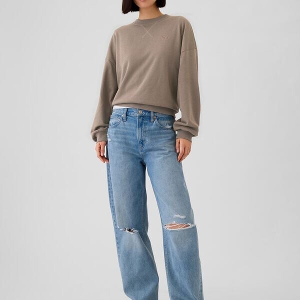 Толстовка оверсайз с круглым вырезом и перекрещивающимися деталями Gap, серый