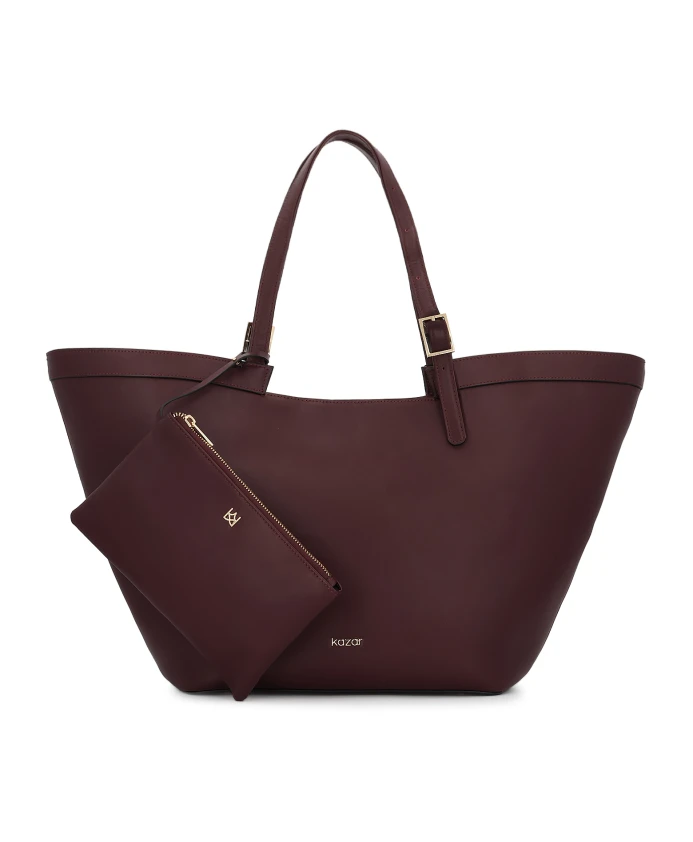 Темно-Красная кожаная сумка с тисненым логотипом Kazar, коричневый
Темно-Красная кожаная сумка с тисненым логотипом Kazar, коричневый