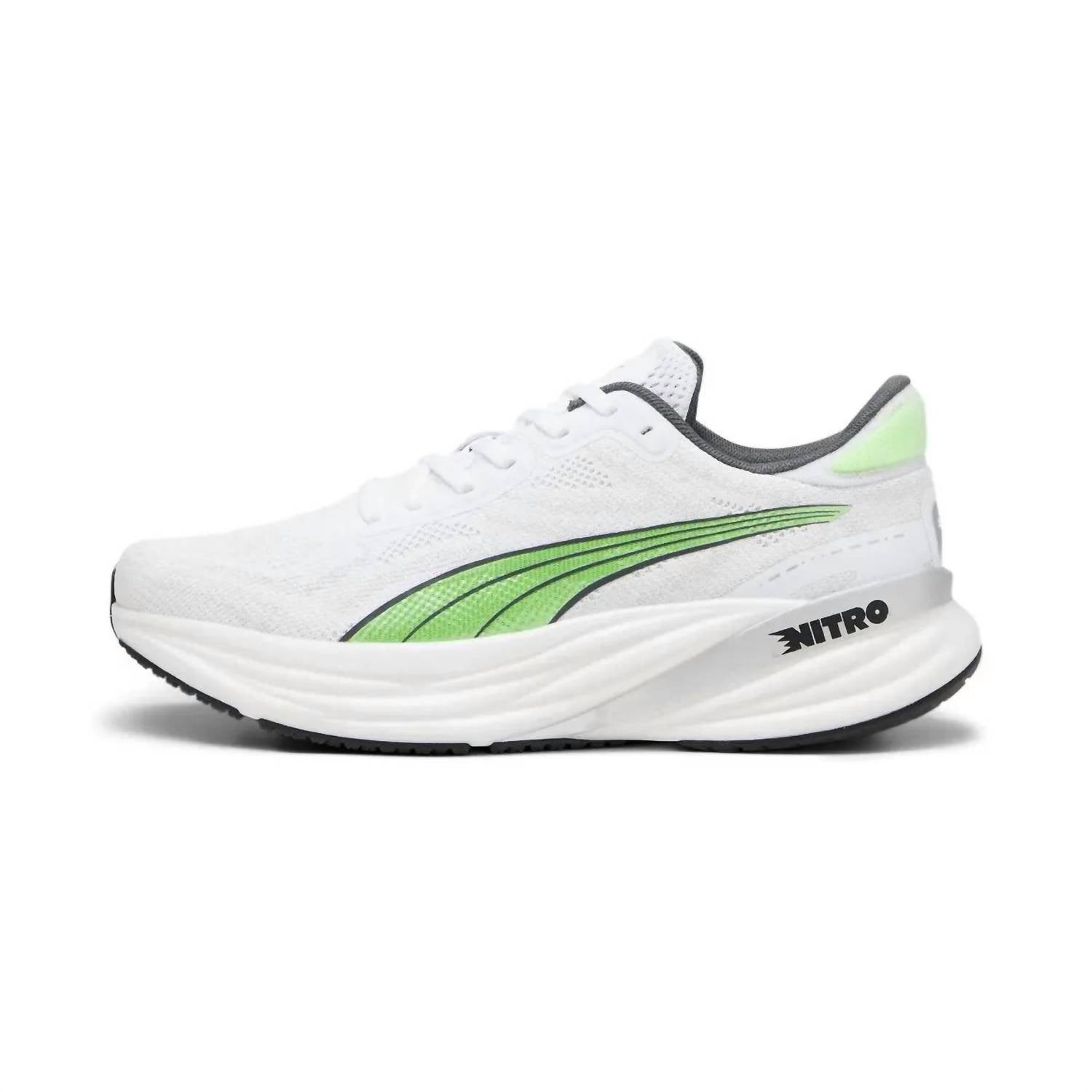 Мужские кроссовки Magnify Nitro 2 белого/ледяно-серого/зеленого цвета Puma, White/Glacial Gray/Speed Green
Мужские кроссовки Magnify Nitro 2 белого/ледяно-серого/зеленого цвета Puma, White/Glacial Gray/Speed Green