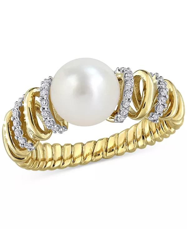 Кольцо с культивированным пресноводным жемчугом (8-8,5 мм) и бриллиантом (1/6 карата) из 10-каратного желтого золота Macy'S, yellow
Кольцо с культивированным пресноводным жемчугом (8-8,5 мм) и бриллиантом (1/6 карата) из 10-каратного желтого золота Macy'S, yellow