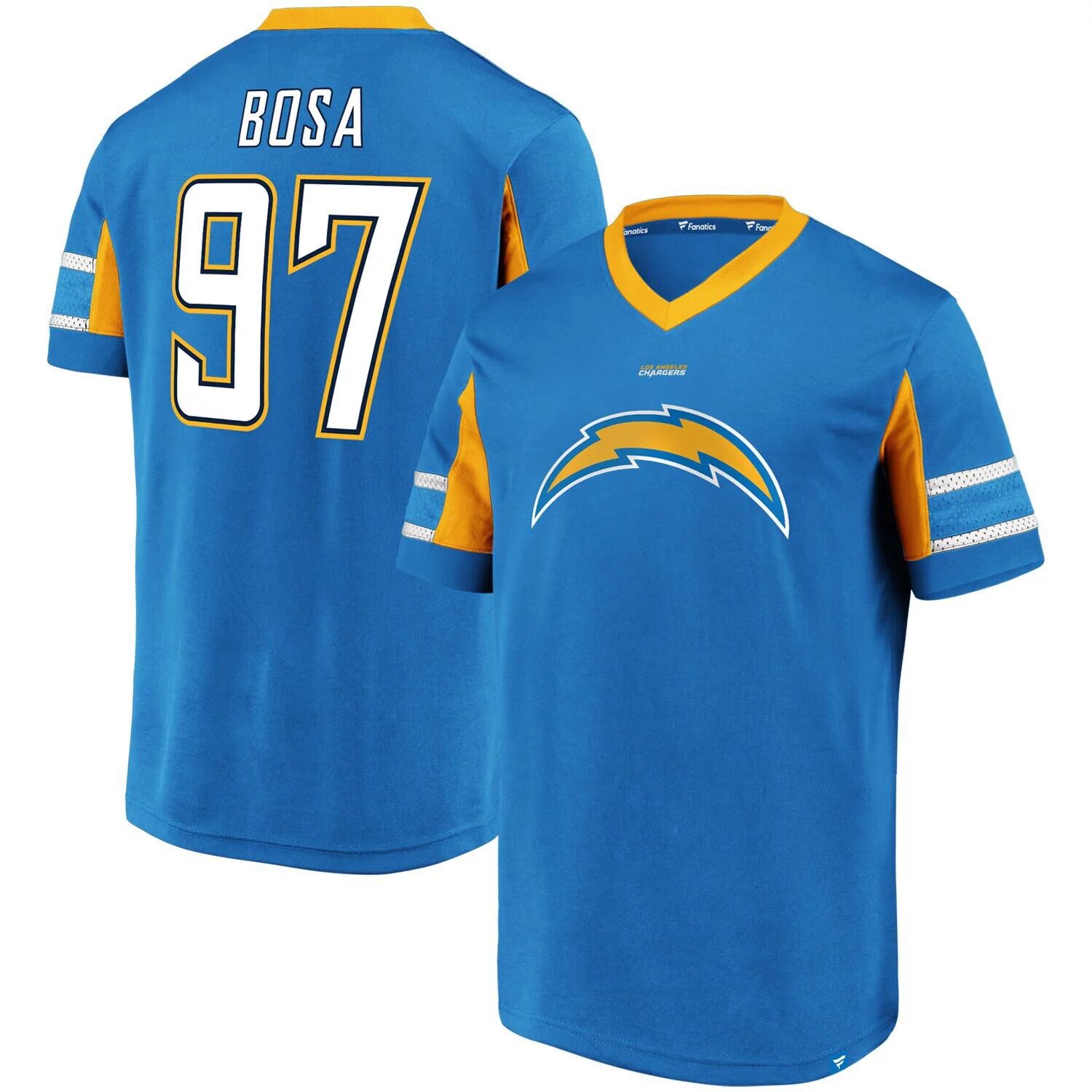 Мужской топ с v-образным вырезом и логотипом Joey Bosa Powder Blue Los Angeles Chargers с решеткой имени и номера игрока Fanatics
Мужской топ с v-образным вырезом и логотипом Joey Bosa Powder Blue Los Angeles Chargers с решеткой имени и номера игрока Fanatics