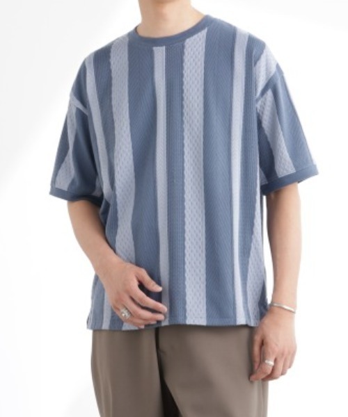 Футболка с короткими рукавами, жаккардовая, полосатая NANO universe, сине-серый
Футболка с короткими рукавами, жаккардовая, полосатая NANO universe, сине-серый