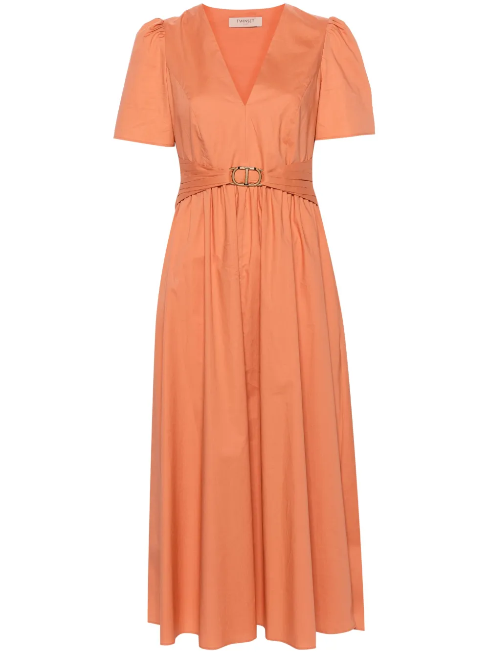 Поплиновое платье миди с поясом TWINSET, оранжевый
Поплиновое платье миди с поясом TWINSET, оранжевый