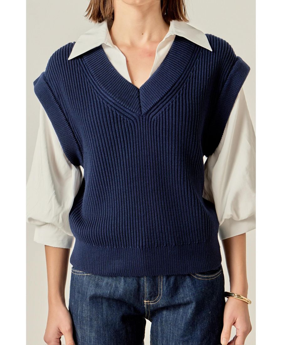 Женский топ смешанных техник English Factory, Navy
Женский топ смешанных техник English Factory, Navy