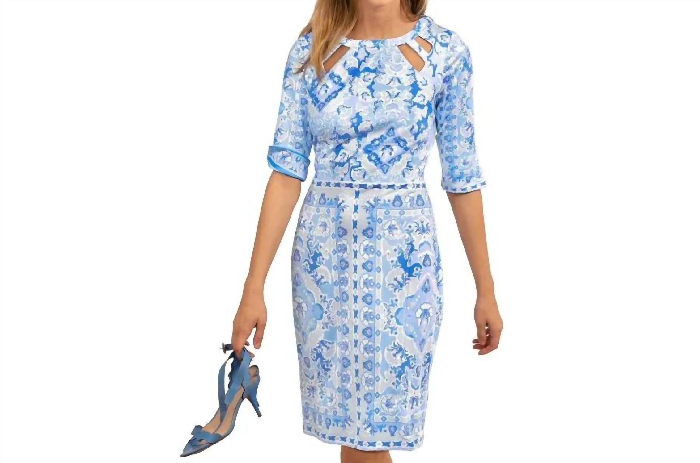 Платье Peek A Boo из джерси в цвете Watteau Blue GRETCHEN SCOTT 
Платье Peek A Boo из джерси в цвете Watteau Blue GRETCHEN SCOTT