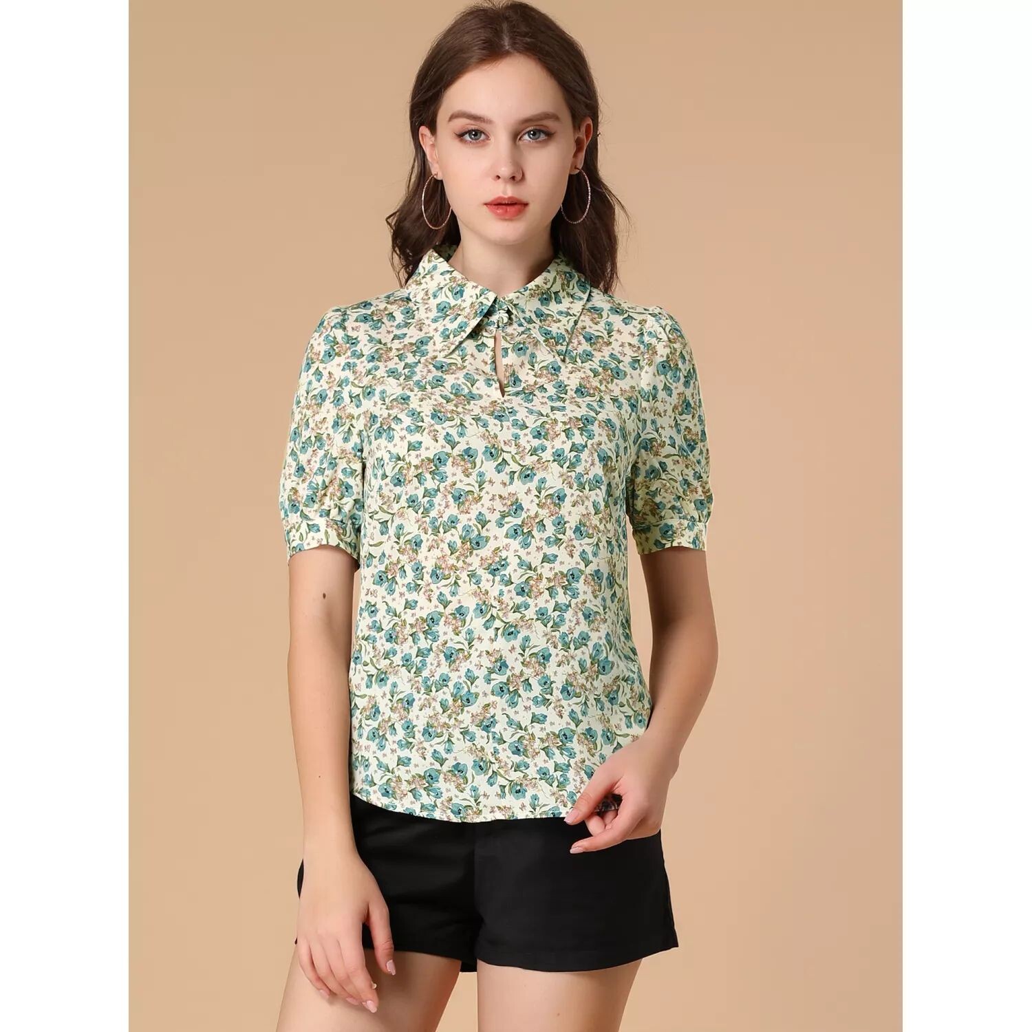 Женская элегантная рубашка с отложным воротником, летняя винтажная блузка с пышными рукавами и цветочным принтом ALLEGRA K, бежевый
Женская элегантная рубашка с отложным воротником, летняя винтажная блузка с пышными рукавами и цветочным принтом ALLEGRA K, бежевый