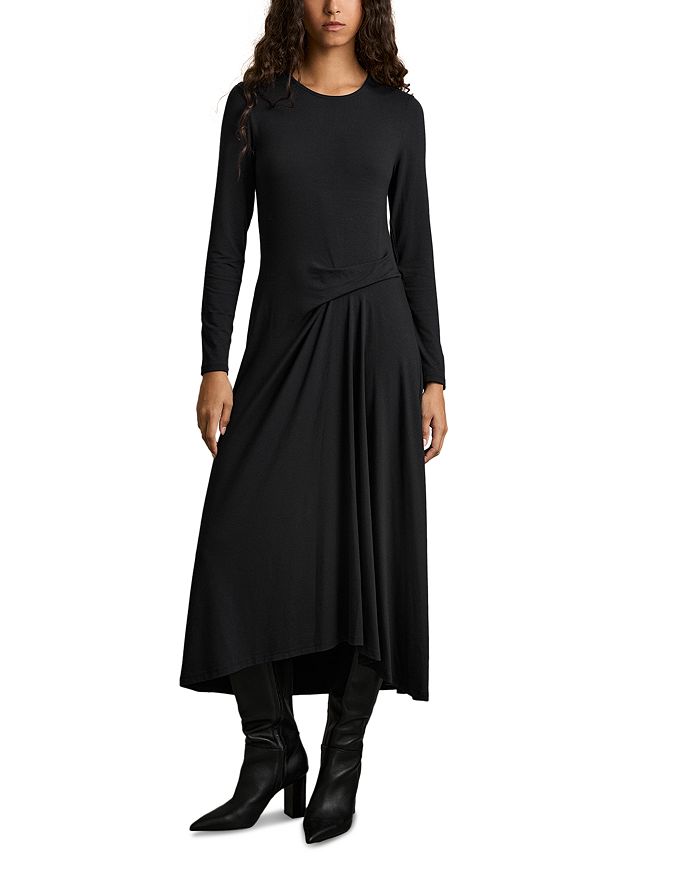 Платье миди с рюшами и плющом REISS, синий 
Платье миди с рюшами и плющом REISS, синий