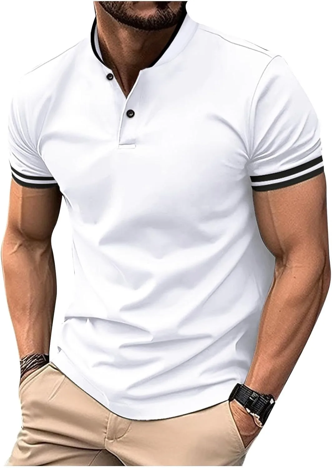 Мужская рубашка-поло Henley с коротким рукавом и отложным воротником
Мужская рубашка-поло Henley с коротким рукавом и отложным воротником