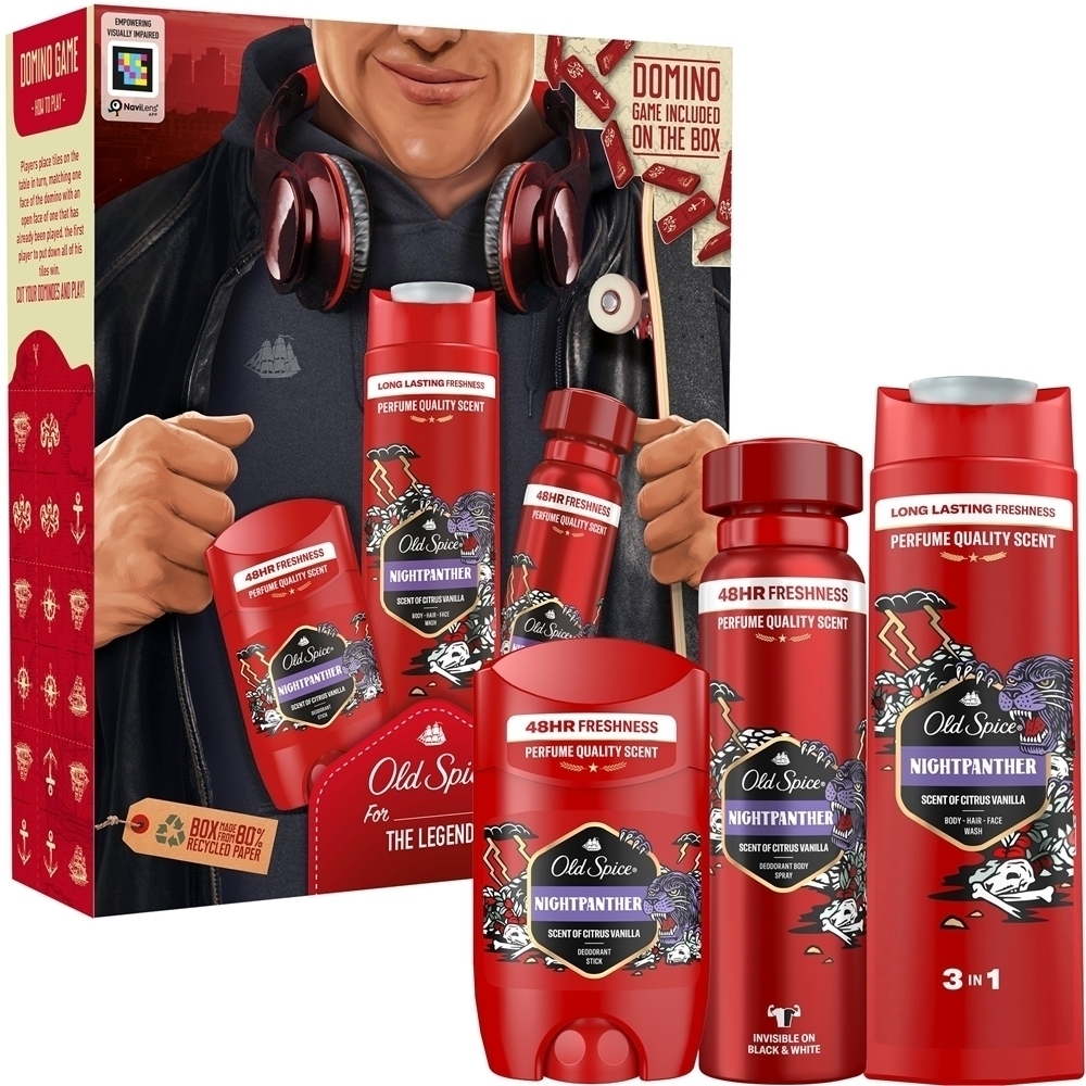 Подарочный набор для мужчин «Nightpanther Wild Explorer» Old Spice
Подарочный набор для мужчин «Nightpanther Wild Explorer» Old Spice