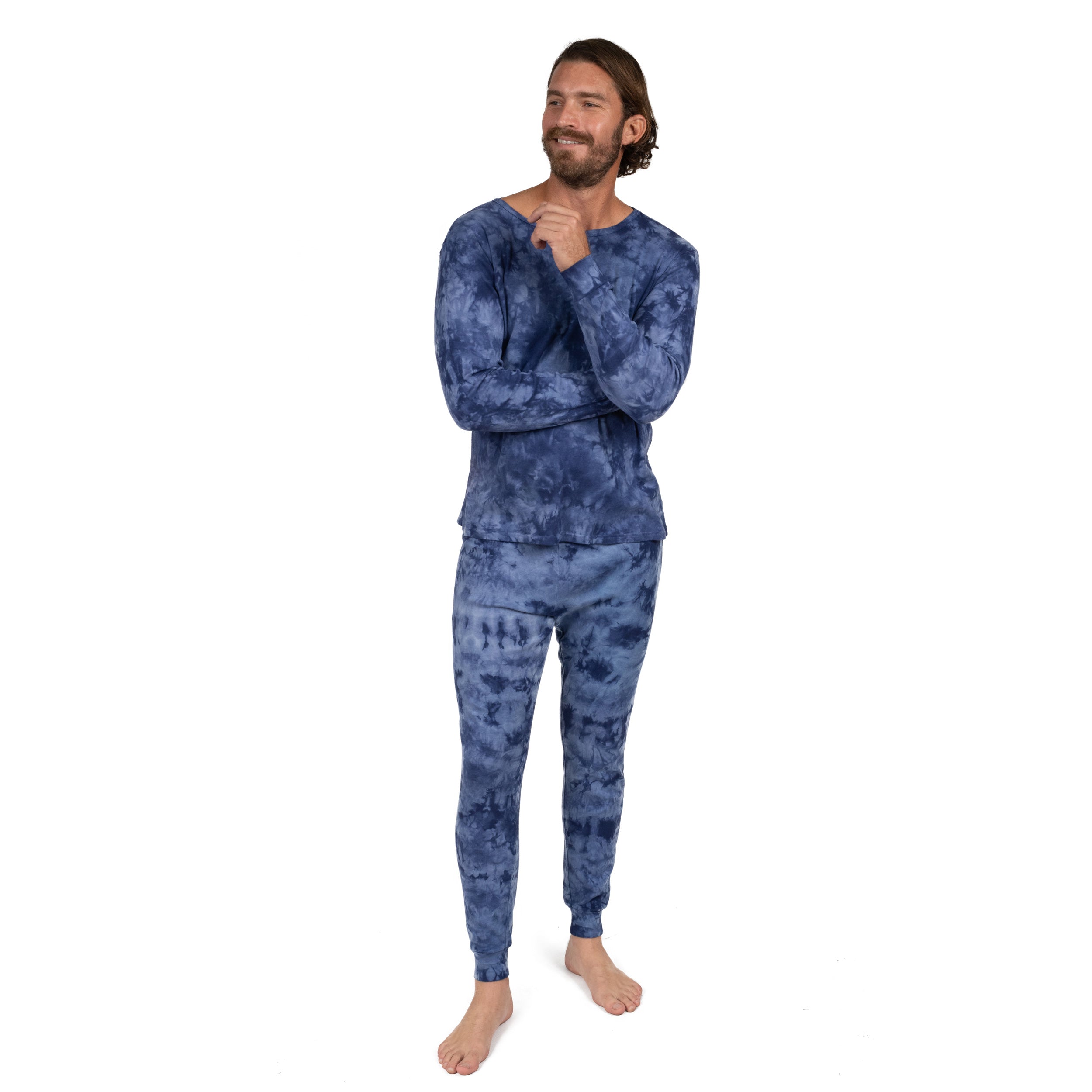 Мужская двухкомпонентная хлопковая пижама с принтом тай-дай Leveret, цвет tie dye navy mix
Мужская двухкомпонентная хлопковая пижама с принтом тай-дай Leveret, цвет tie dye navy mix